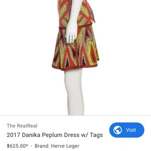 Herve Leger Danika Peplum Geometric Flounce Dress
